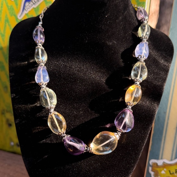 MULTI STONES HAND CRAFTED NUGGETS SHAPE GEMSTONE BEADS NECKLACE!!! - Picture 3 of 15